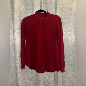LOFT Women’s  Deep Red Casual Button Down Shirt